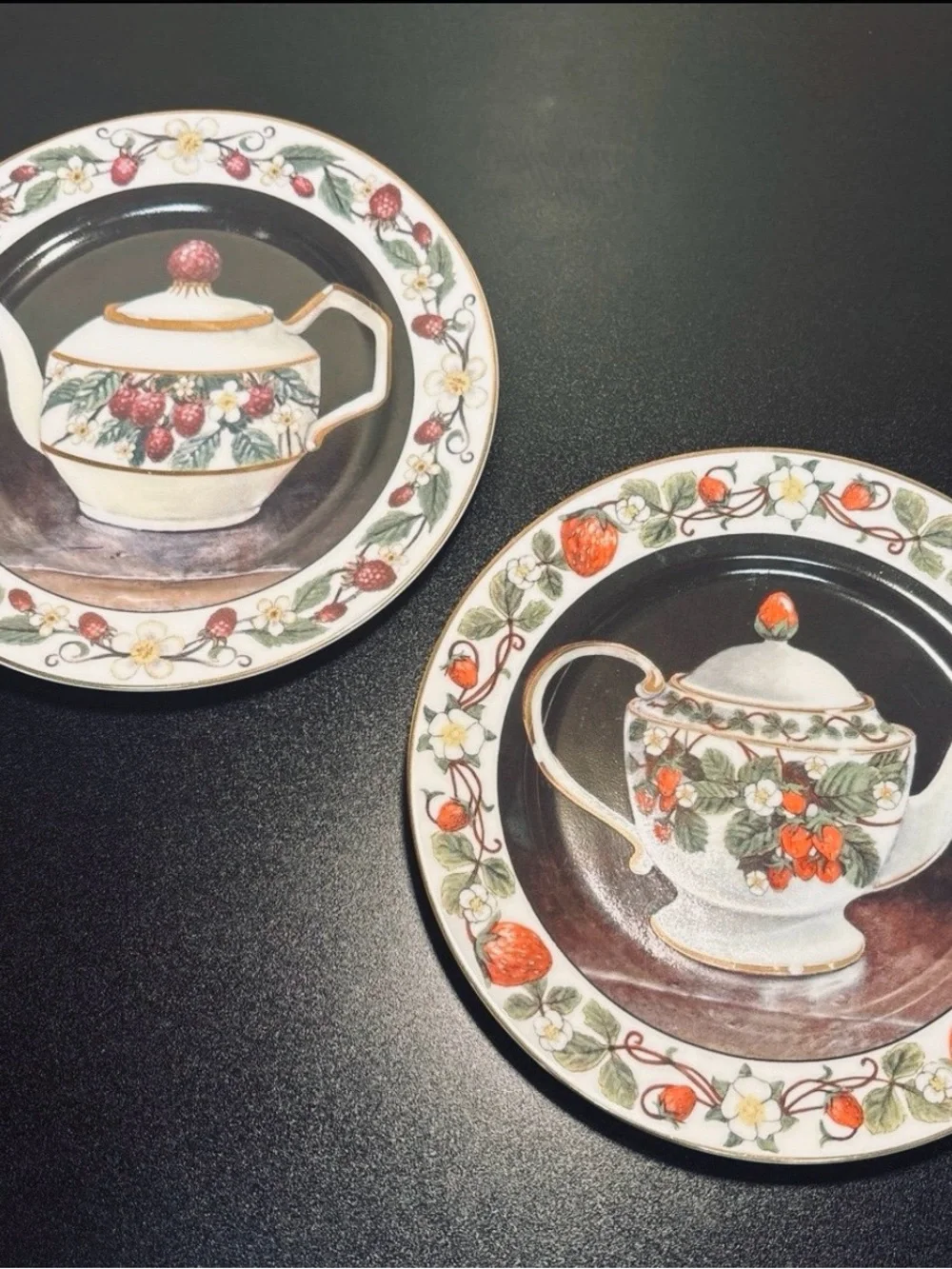 Set of 2- Henriette Salad Luncheon Plates~Teapots with Fruit